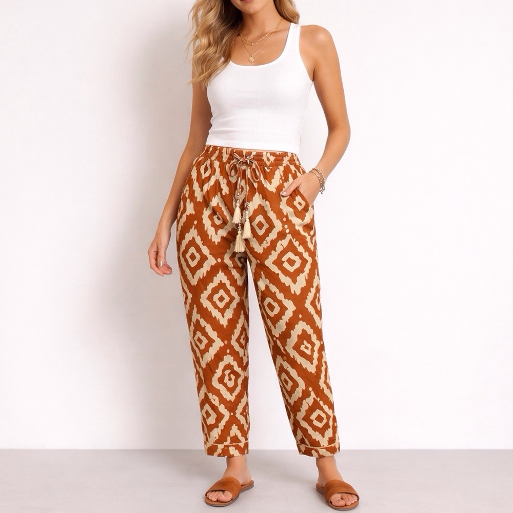 Haute Hippie Relaxed Pants High Rise Women’s Size Medium Tribal Shells